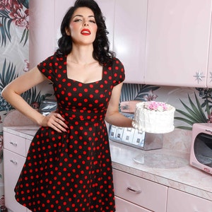 Claudia Black & Red Polka Dot Dress