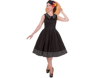 Hazel vintage Inspired Swing Dress in Black