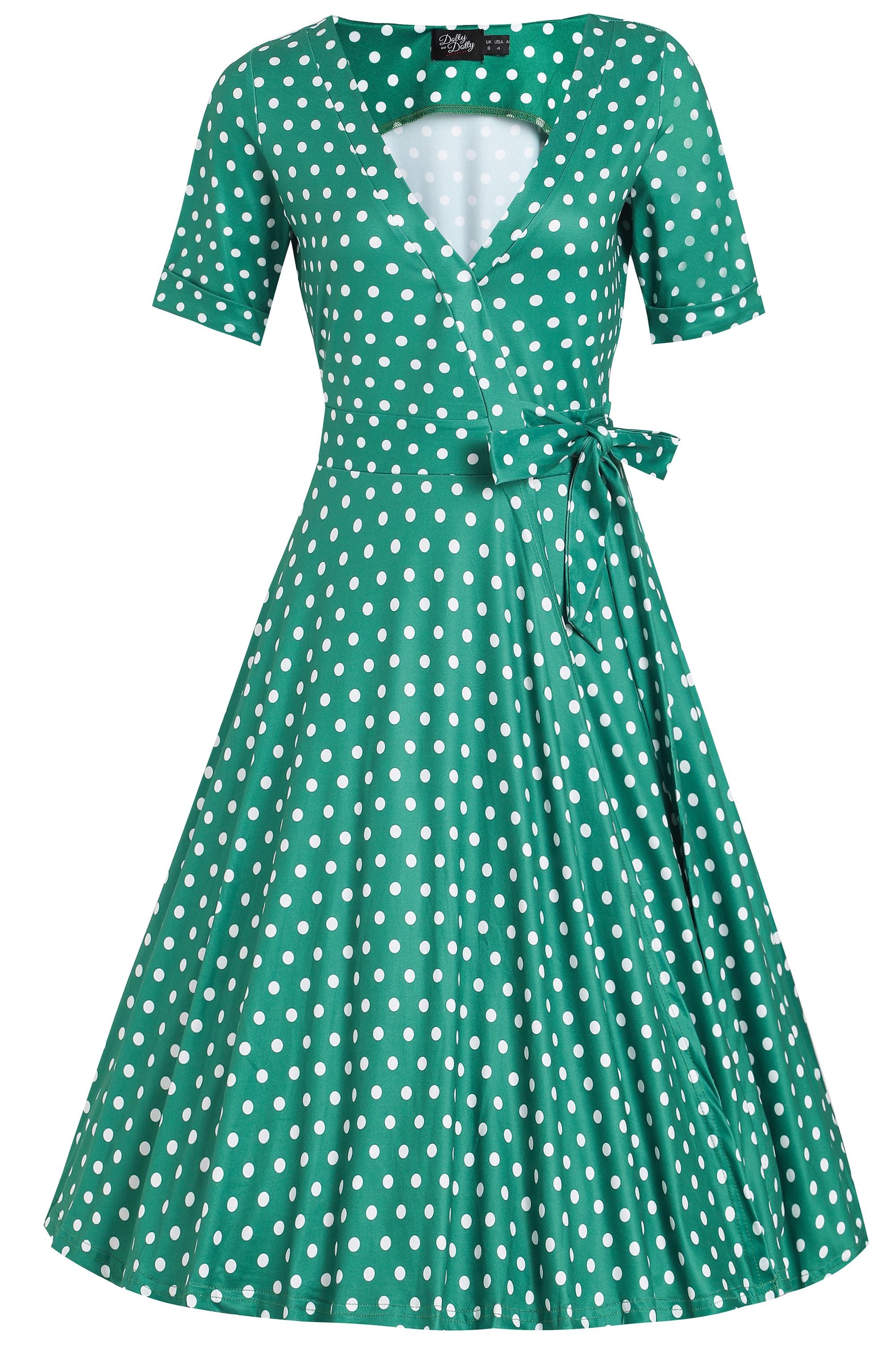 max studio green polka dot dress Green Polka Dot Strappy Tailored Dress main image 1