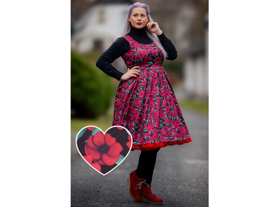 Amanda Red Anemone Swing Dress - Etsy Amanda Red Anemone Swing Dress - Etsy