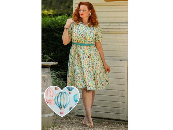 Penelope Hot Air Balloon Festival Shirt Dress in Light Blue - Etsy