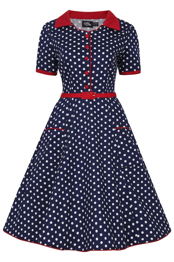 princess polly baby blue dress Blue Polka Dot Dress main image 1