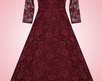 Madeline Long Sleeved Burgundy Lace Dress - Etsy Madeline Long Sleeved Burgundy Lace Dress - Etsy