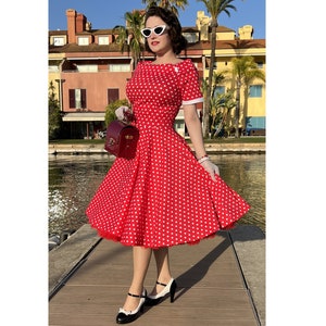 Darlene Full Circle Red Polka Dot Swing Dress