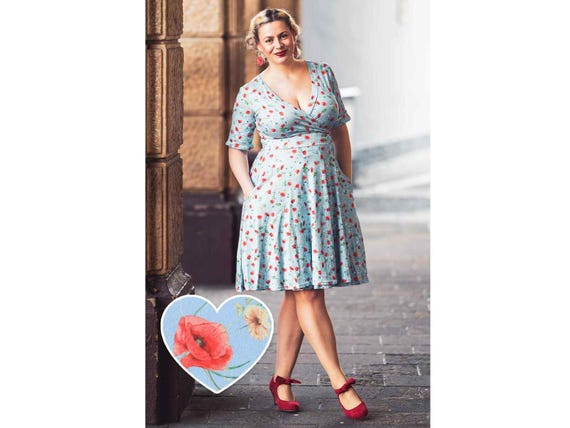 Matilda Light Blue Poppy Wrap Dress - Etsy
