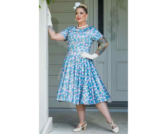 Darlene Hot Air Balloon Blue Swing Dress - Etsy