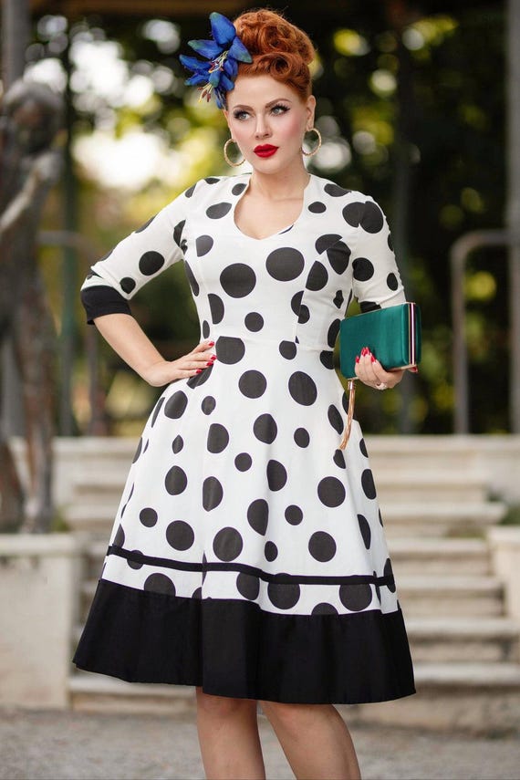 Maria White Circle Dress With Polka Dots - Etsy Maria White Circle Dress With Polka Dots - Etsy