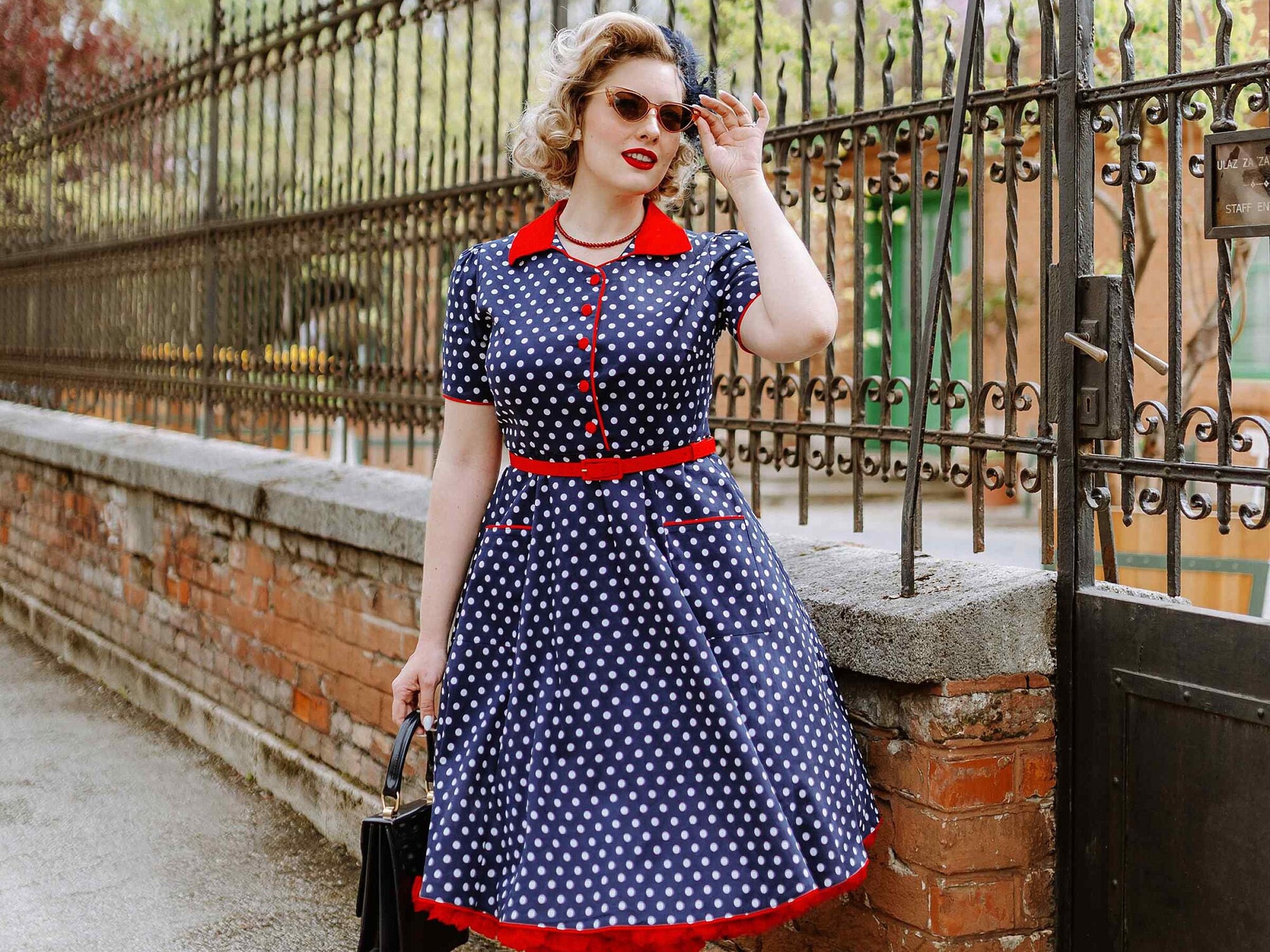 Polka Dot Robbie Bee Dresses Sears Rockabilly Dress Red Blue