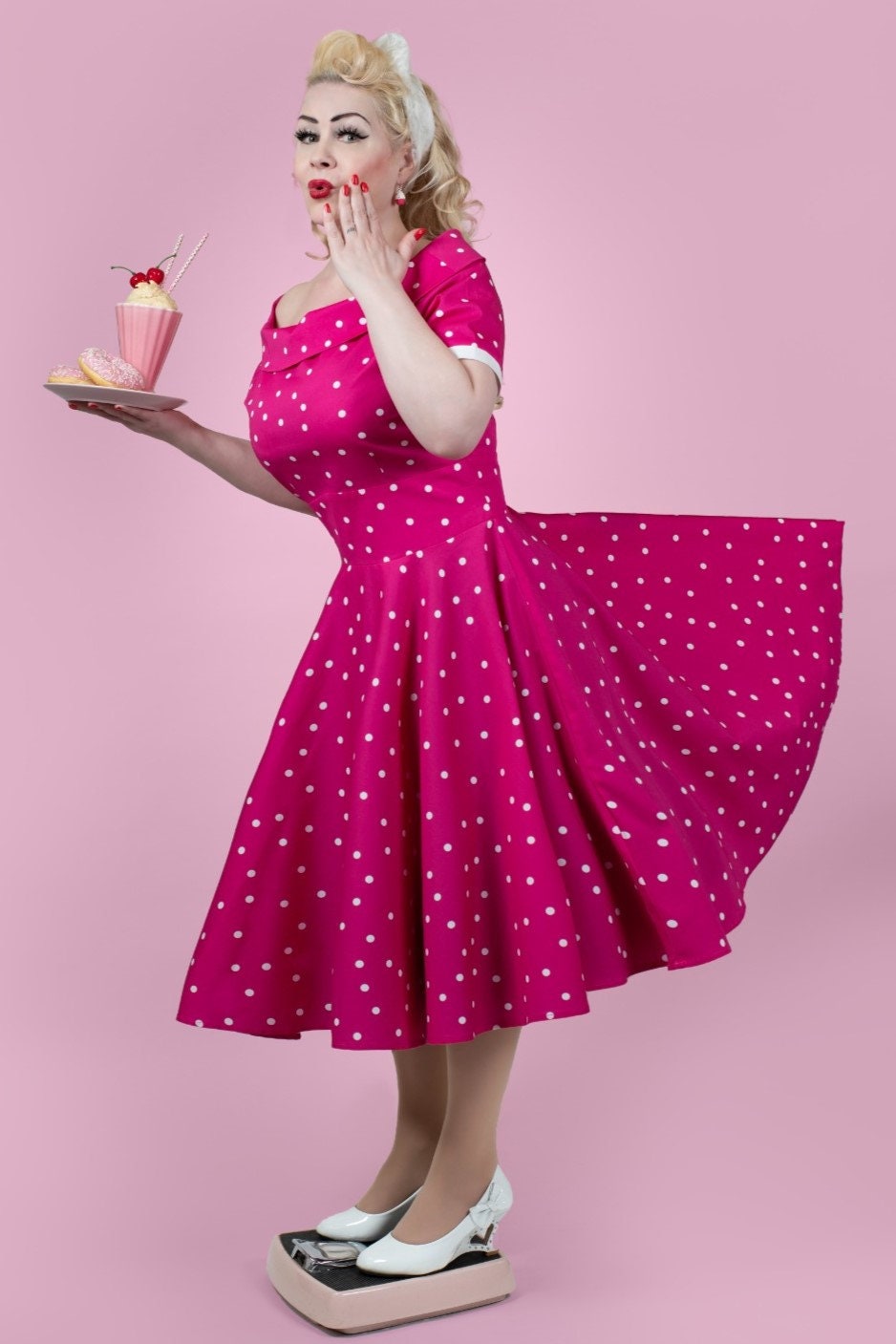 strapless open back dress Unique Vintage Hot Pink Garden State Mesh Dress