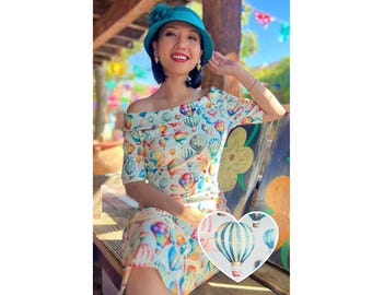 Valerie Hot Air Balloon Fitted off Shoulder Dress - Etsy
