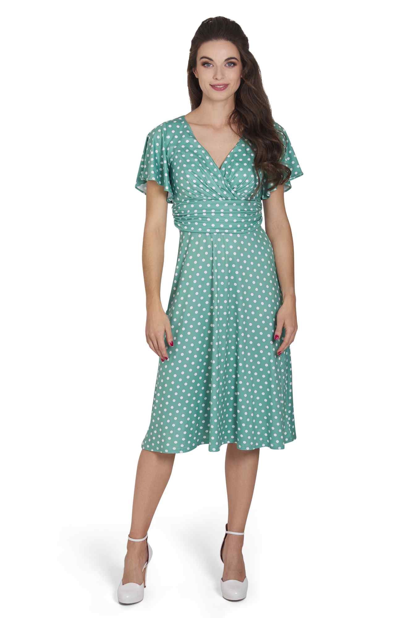 green emerald velvet dress Sandra Sage Polka Dot 1950s Dress XS  OMNIA
