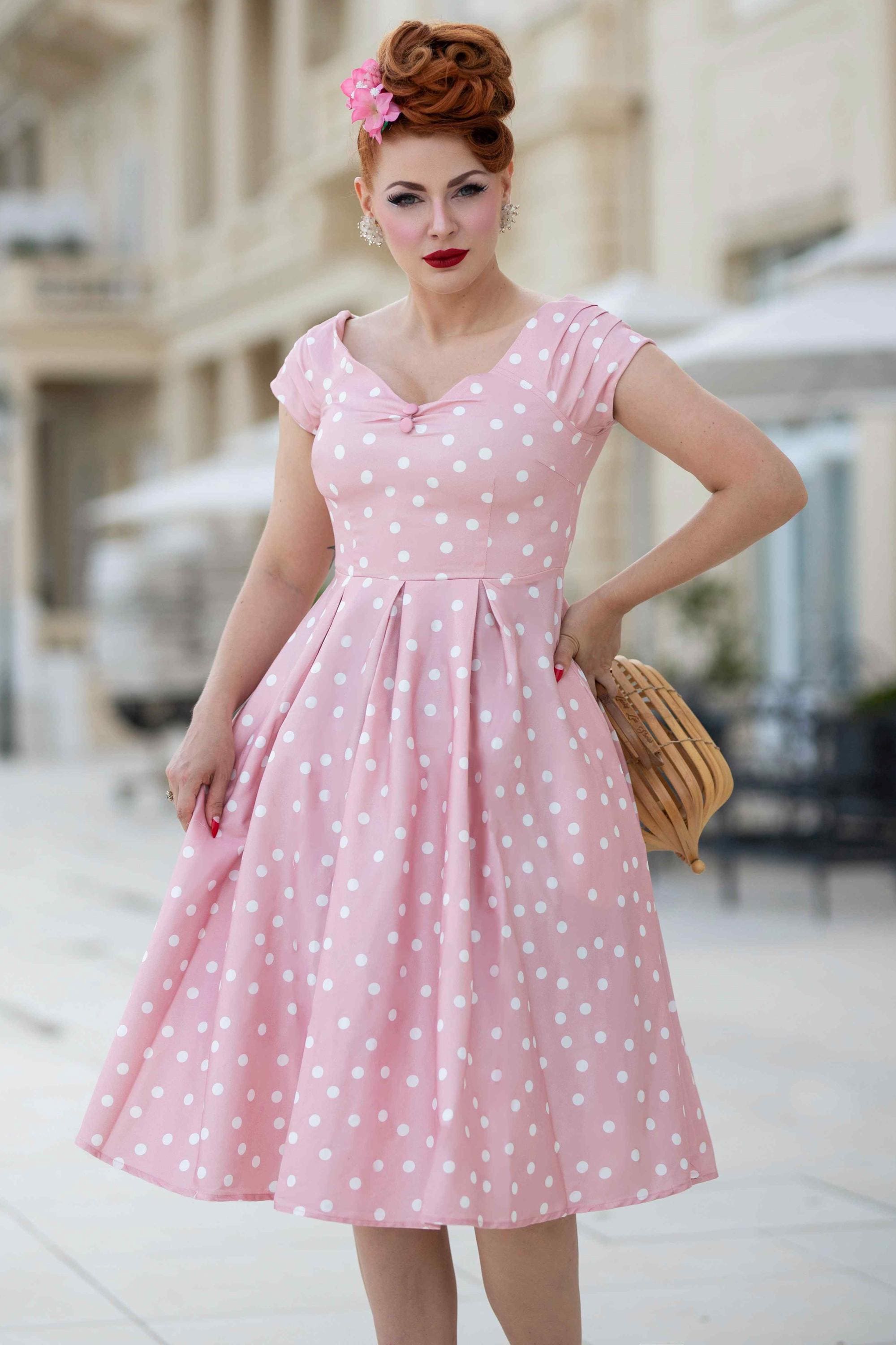 open lace back dress Pink polka dot pastel rainbow t-shirt dress, size S/M – Miss Alphabet main image 0