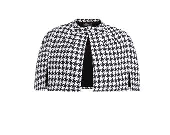 Chaqueta tipo capa monocromática de pata de gallo Sabrina