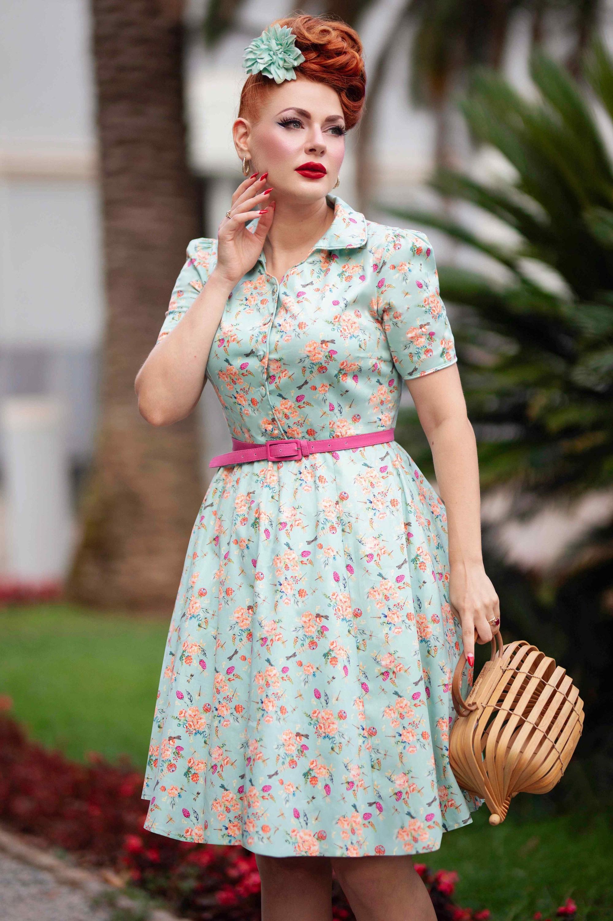 Penelope Mint Green Floral Shirt Dress - Etsy