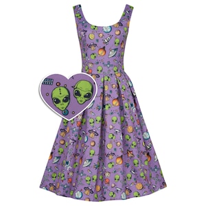 Amanda Purple UFO & Alien Swing Dress