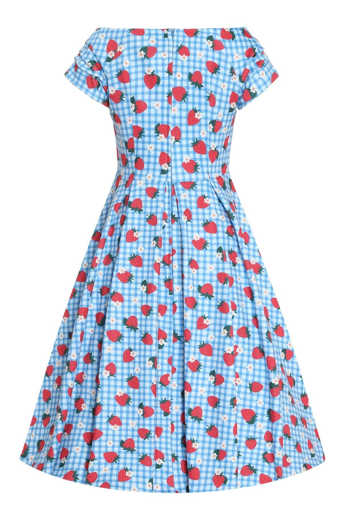 blue strawberry dress Strawberry Midi Dress in Blue by Retrolicious Large