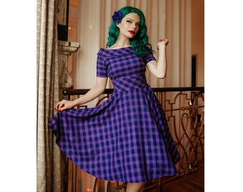 Retro 50s Style Purple Tartan off 