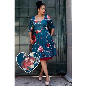 Scarlette Long Sleeved Peacock Blue Midi Dress