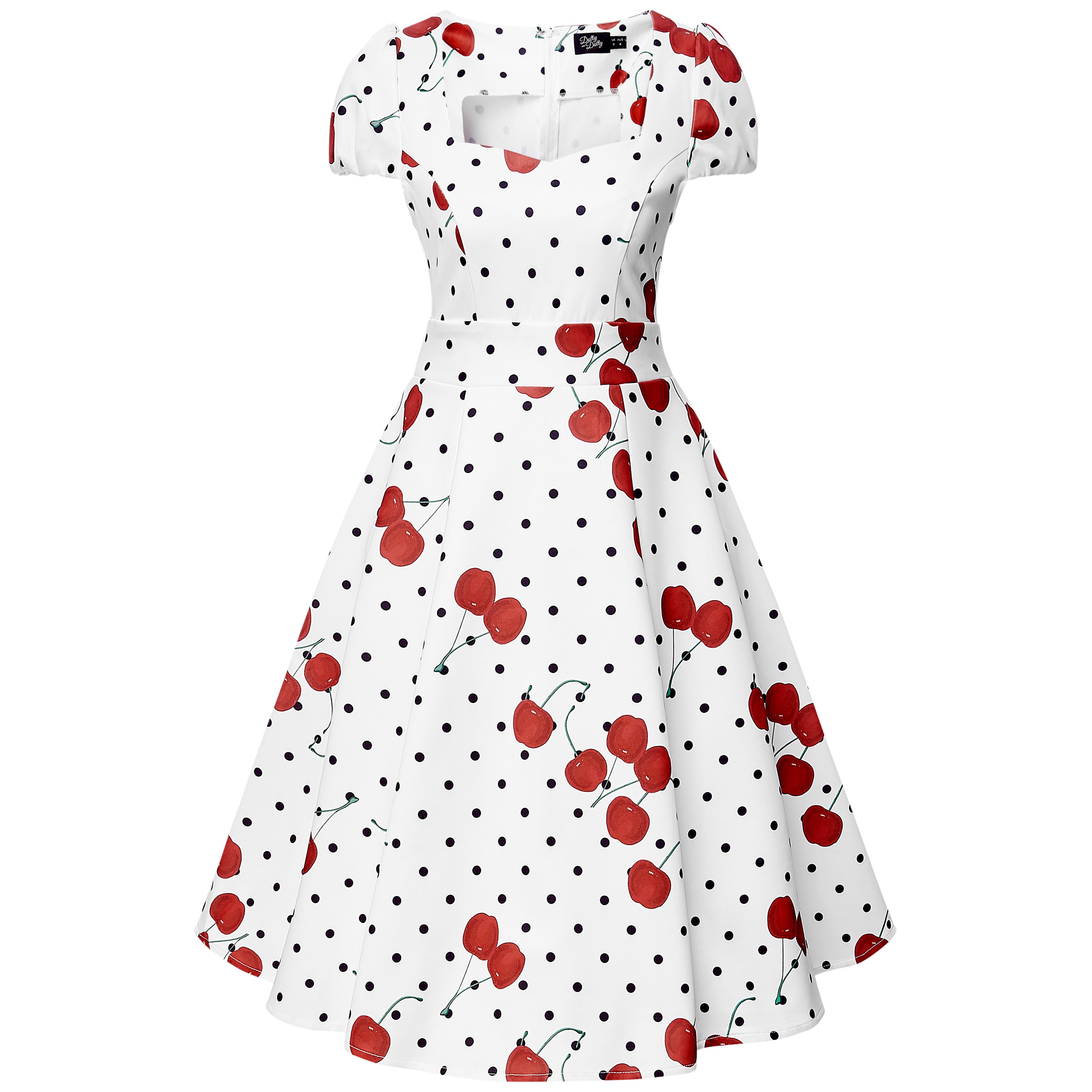 Ladies' Fifties Style Dress in White & Black Polka and Red - Etsy UK