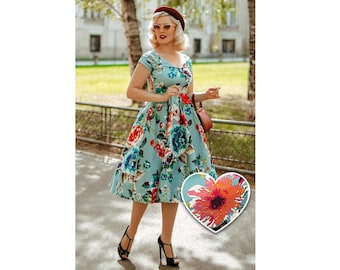 Lily off Shoulder Blue Floral Swing Dress - Etsy