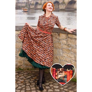 Mabel Midi Shirt Dress In Sleepy Cat Book Print
