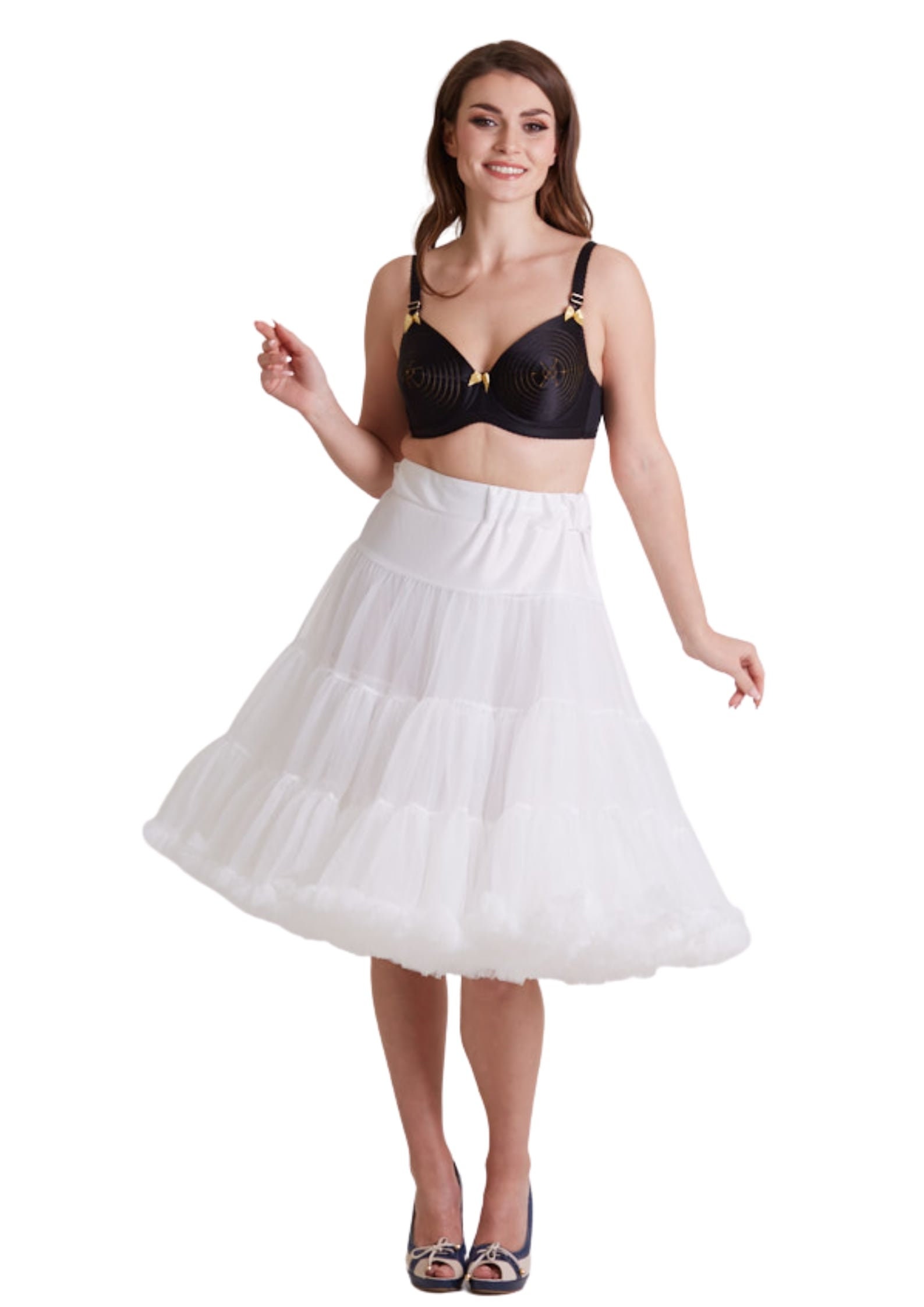 Ex Famous Store Ladies Lace Cooling Cling Resistant Underskirt Petticoat Waist Half Slip 