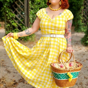 Lily Off Shoulder Yellow Gingham Dress image 4