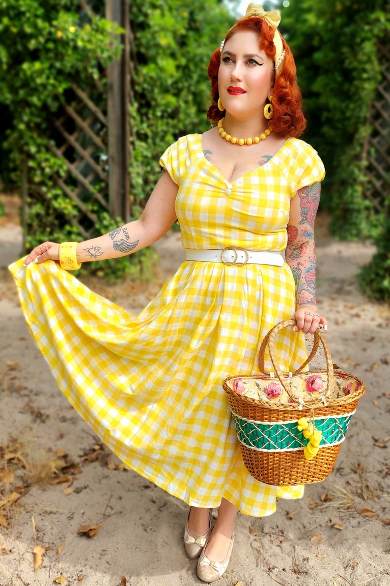 Lily Off Shoulder Yellow Gingham Dress image 4