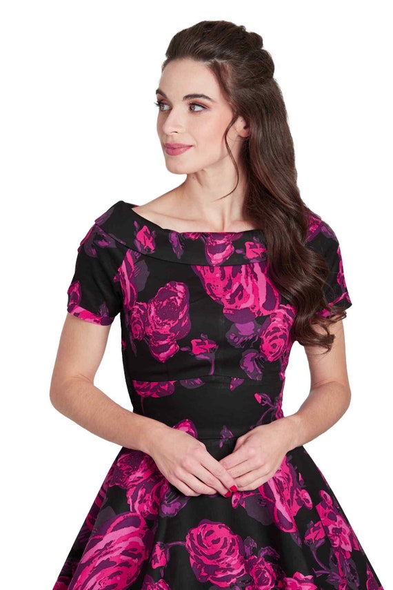 open lace back dress Unique Vintage Light Pink & Roses Swing Dress