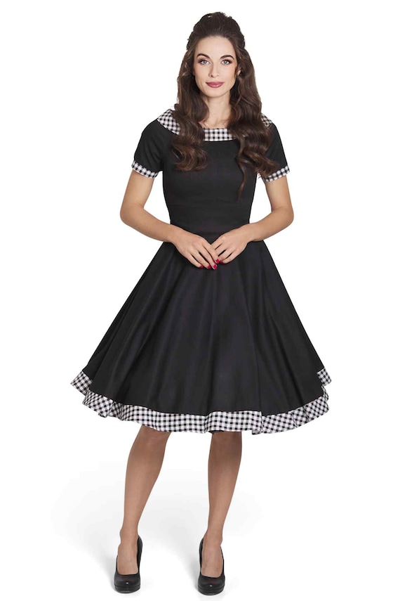 Darlene Retro Black Gingham Swing Dress - Etsy
