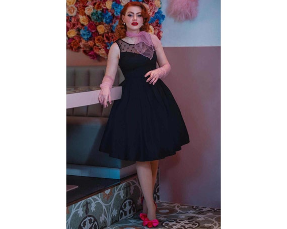 sachin and babi light blue dress Elizabeth Vintage Style Swing Party Dress in Black