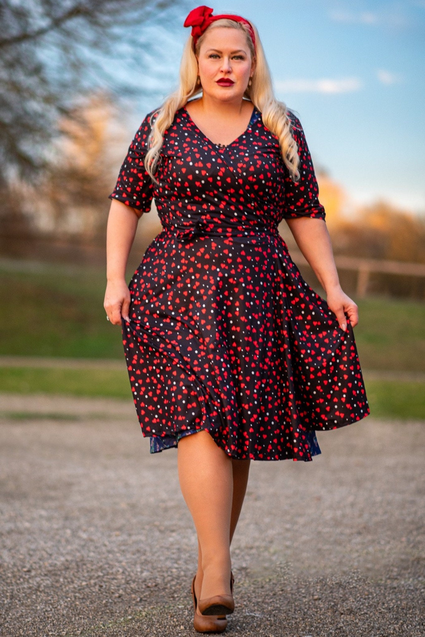 Ladies Dresses Heart Print Dress Uk Western Heart Print Flare Dress