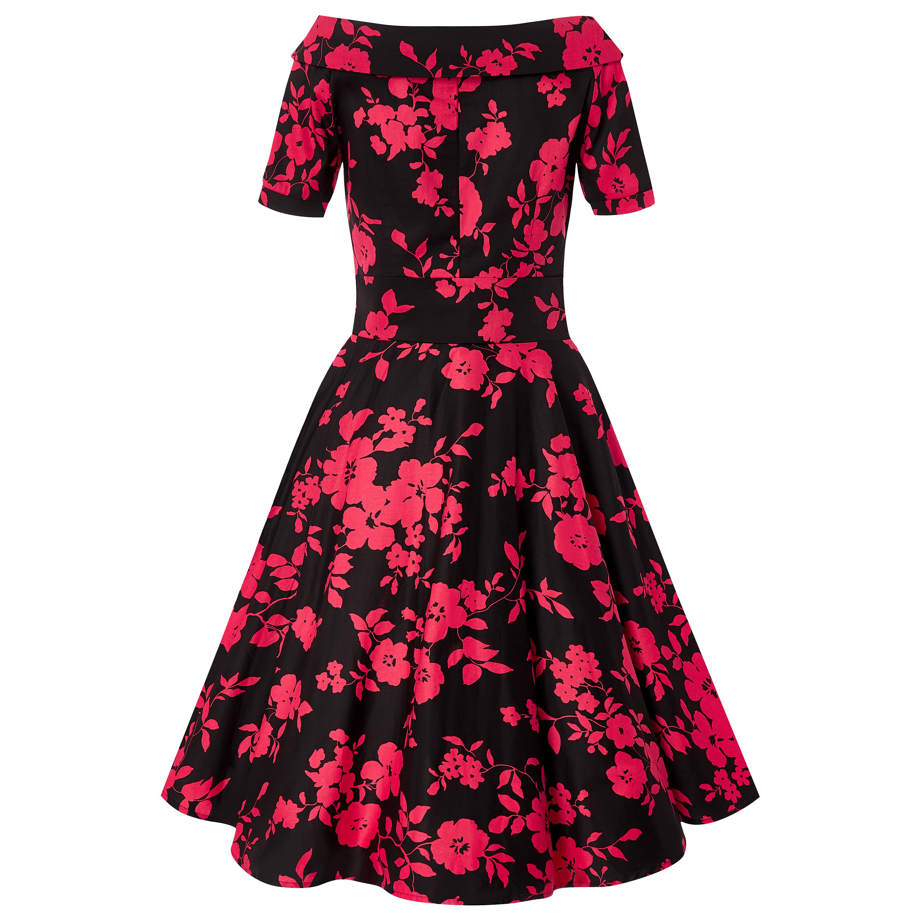 Darlene Retro Floral Swing Dress in Black/red - Etsy UK