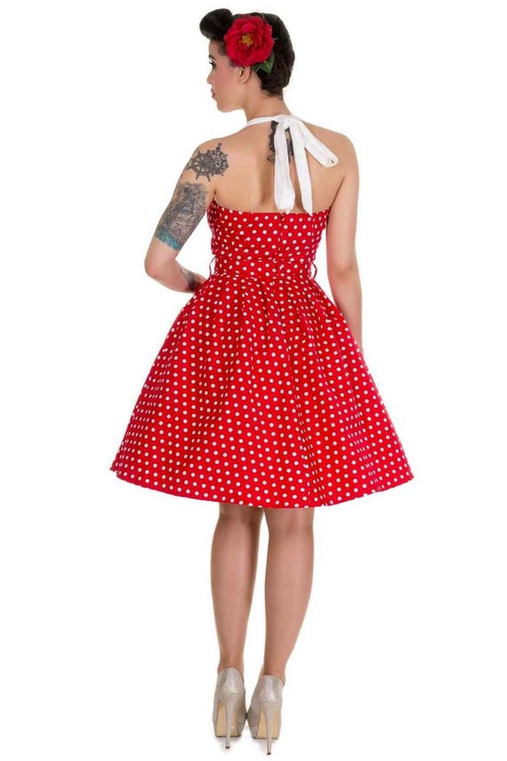 open lace back dress Amalia Red Polka Dot Halterneck Dress main image 0