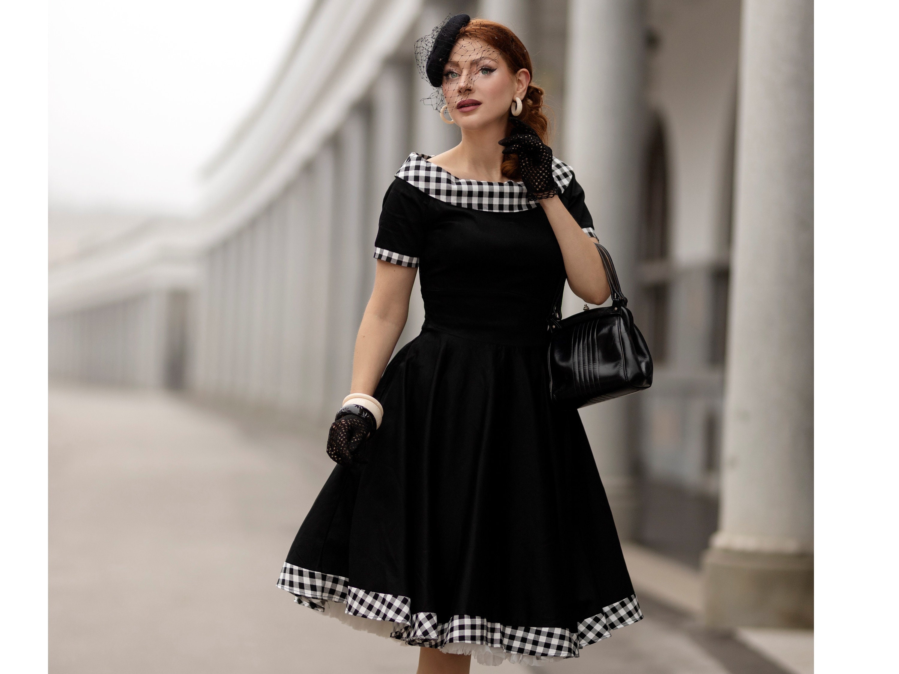 Gingham top swing dress