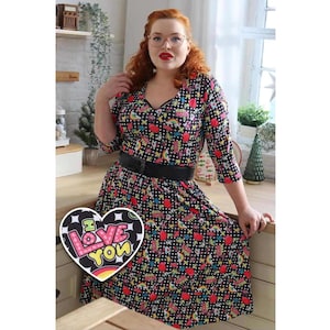 Billie Long Sleeved Retro Pop Art Dress