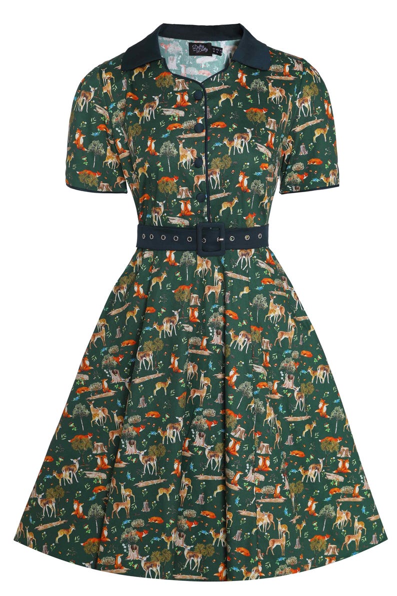 Dark Green Woodland Shirt Dress