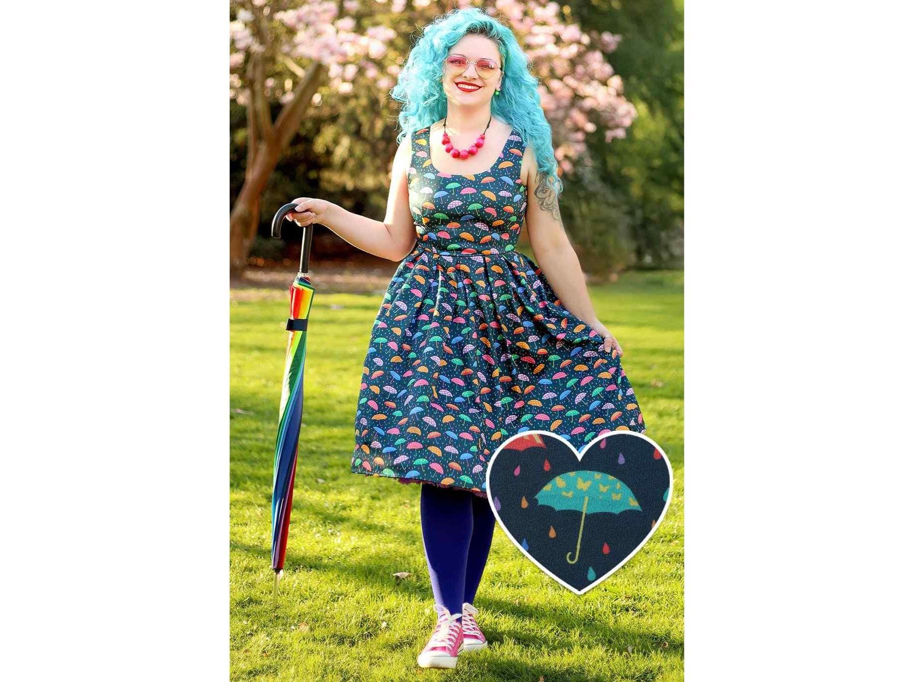 Amanda Blue Umbrella Print Swing Dress - Etsy