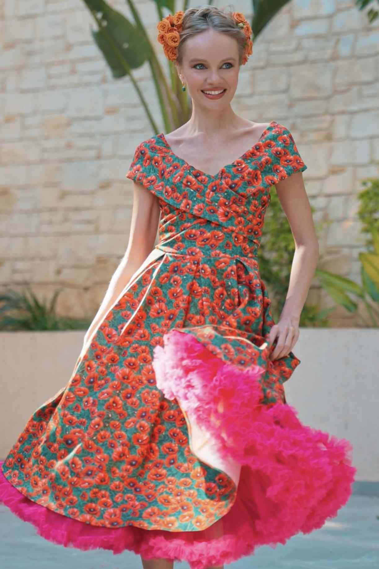 Beverly Red Poppy Garden off Shoulder Dress - Etsy