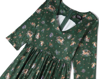 Billie Green Woodland Fox & Owl Dress - Etsy