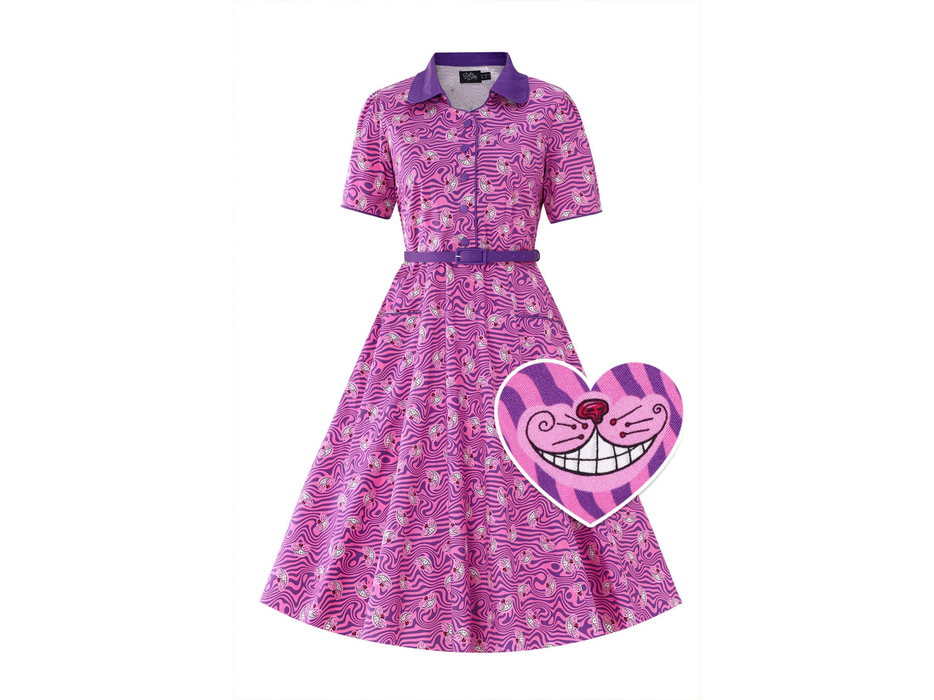 purple pin up dress Penelope Purple Polka Dot Swing Dress