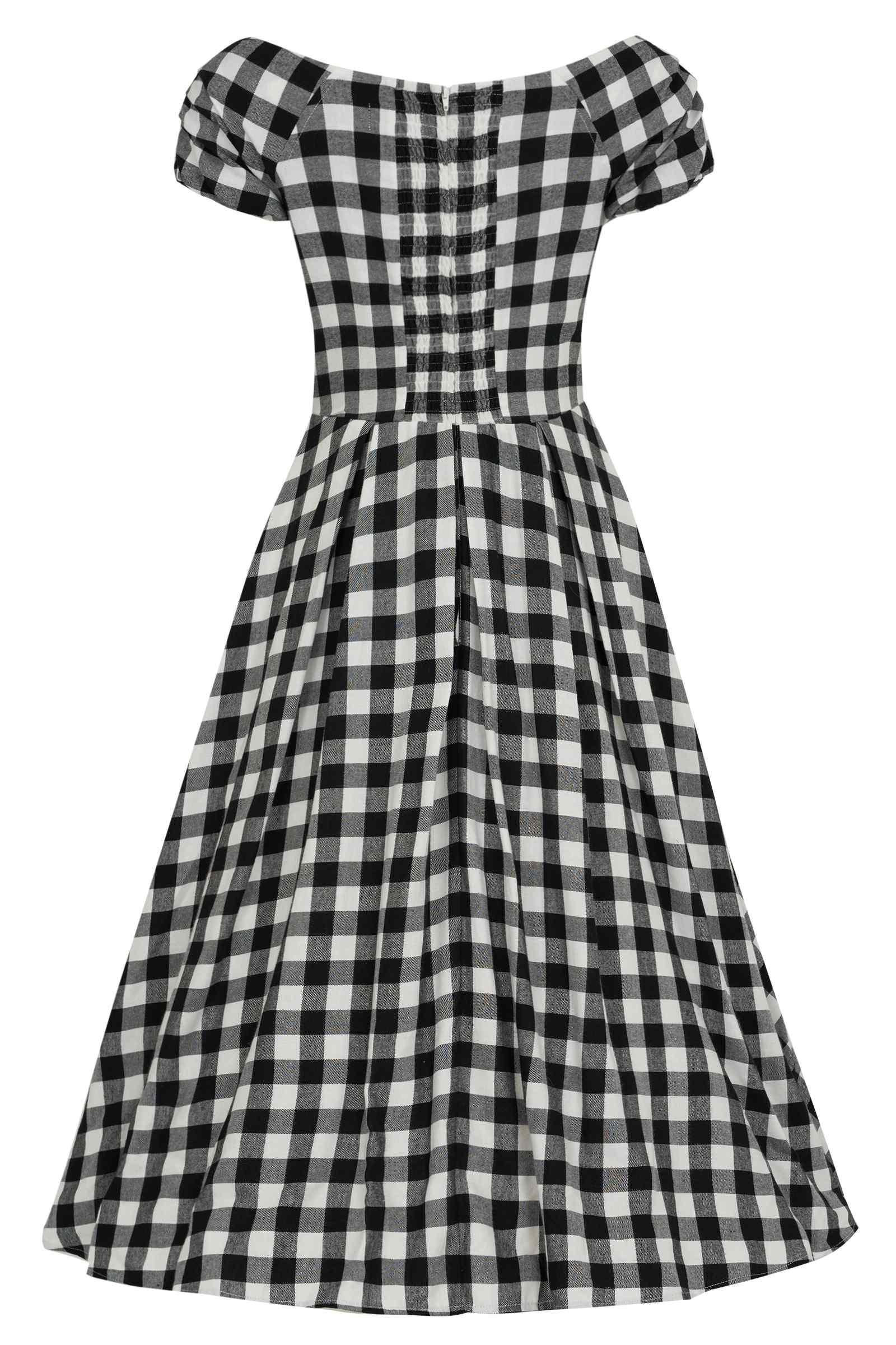 black midi dress with white trim Jodifl Solid Color Midi Dress with Contrasting Classic Check in Black M