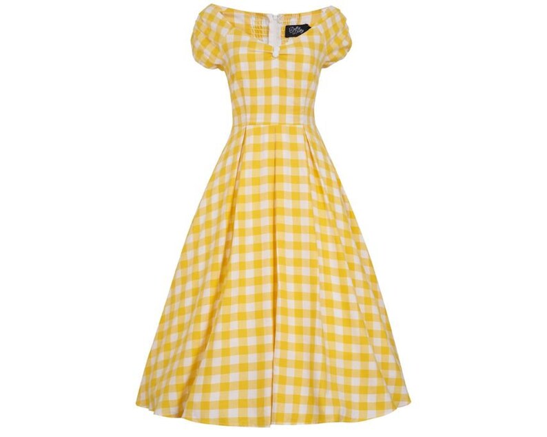 Lily Off Shoulder Yellow Gingham Dress image 7