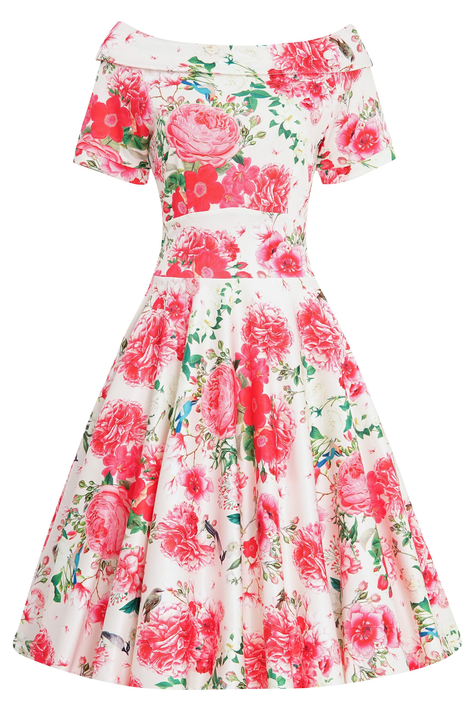Darlene Vintage Peony Floral Tea Dress in White & Pink - Etsy