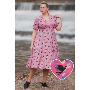 Julia Pink Swallow Sleeved Dress