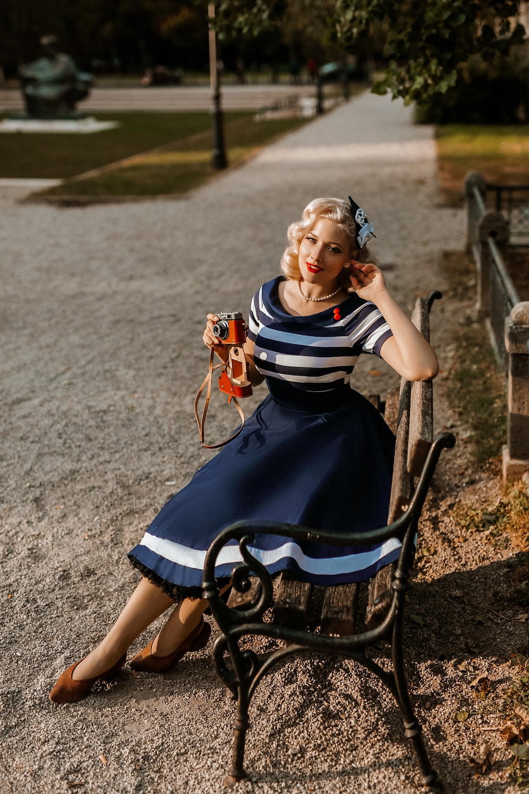 Darlene Nautical Navy & White Striped Swing Dress - Etsy