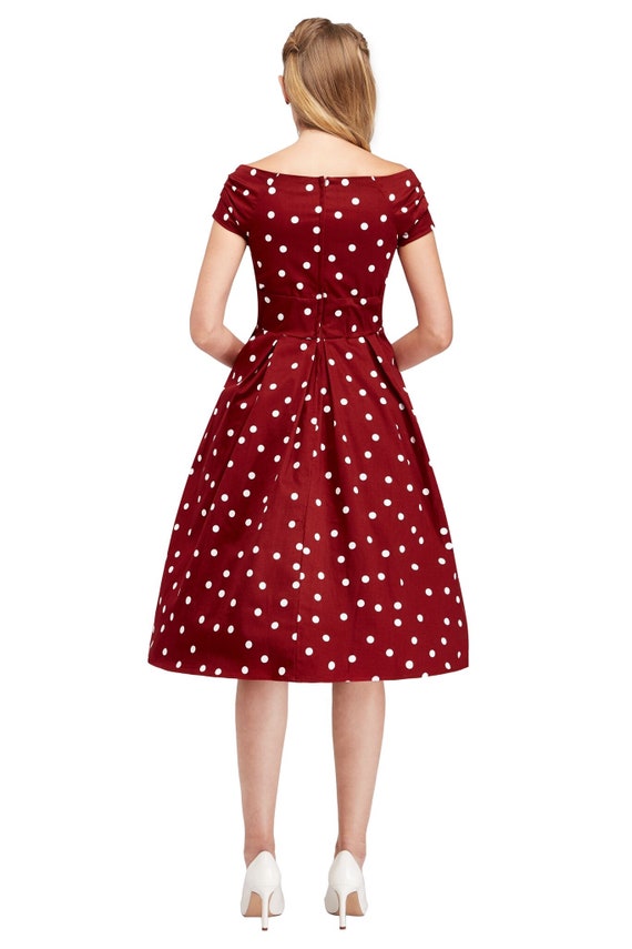 burgundy spot dress Burgundy Spot Satin Maxi Dress with Sleeve – Me&B main image 0