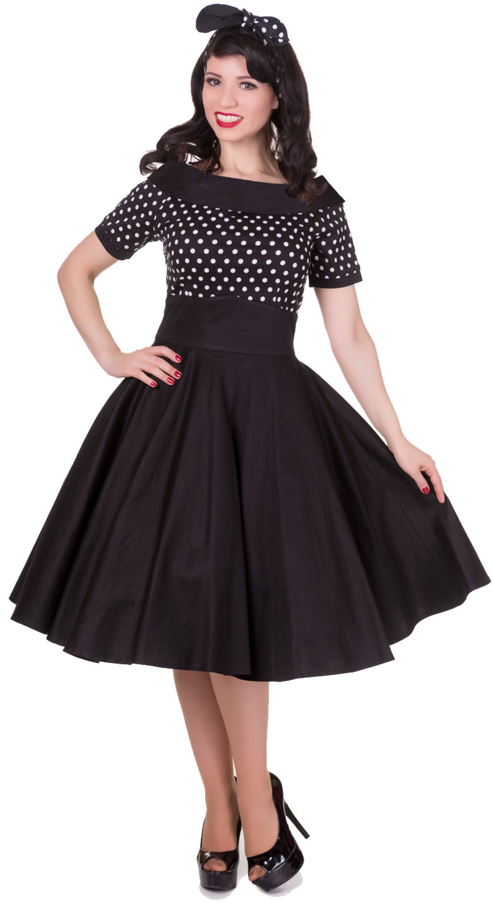 Light Blue & White Polka Dot Swing Dress