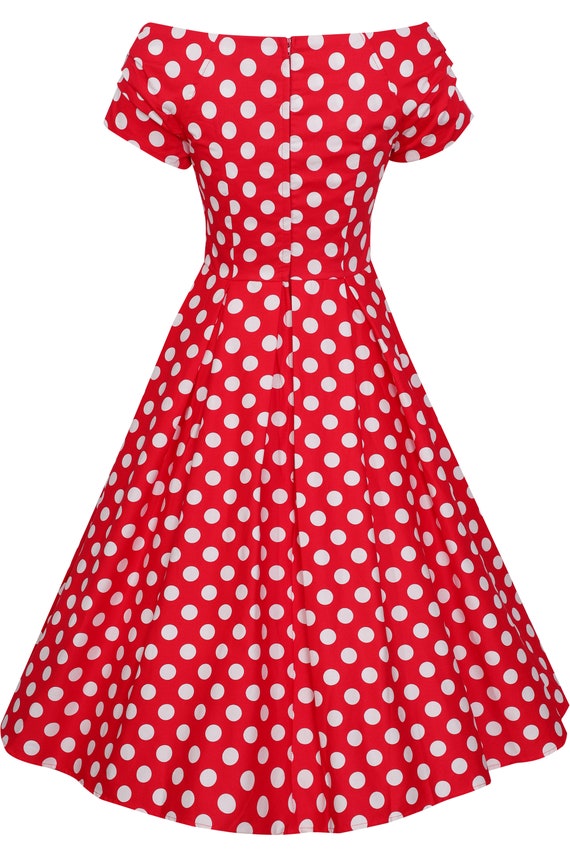 Lily Retro off Shoulder Red Polka Dot Swing Dress - Etsy Finland Lily Retro off Shoulder Red Polka Dot Swing Dress - Etsy Finland