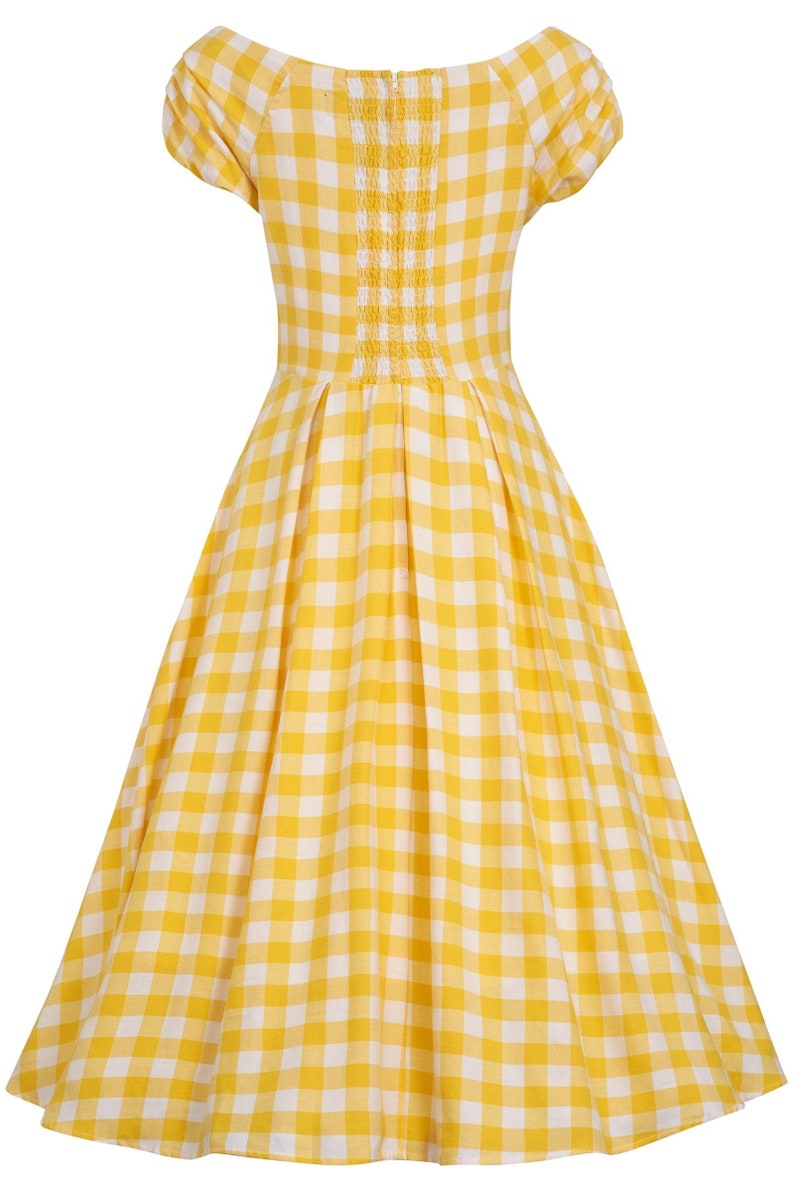 Lily Off Shoulder Yellow Gingham Dress image 8